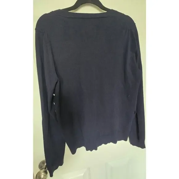 Draper James "Reese Witherspoon" Heart Striped Dark Blue Sweater Large - Picture 3 of 8